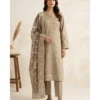 Stunning Breathtaking Muted Beige Floral Unstitched Lawn Suit 9 Muted beige floral unstitched lawn suit front