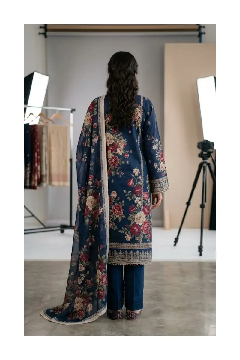 Midnight Rose Luxury Lawn Suit By Stylesparrow 2 Midnight rose luxury lawn suit back