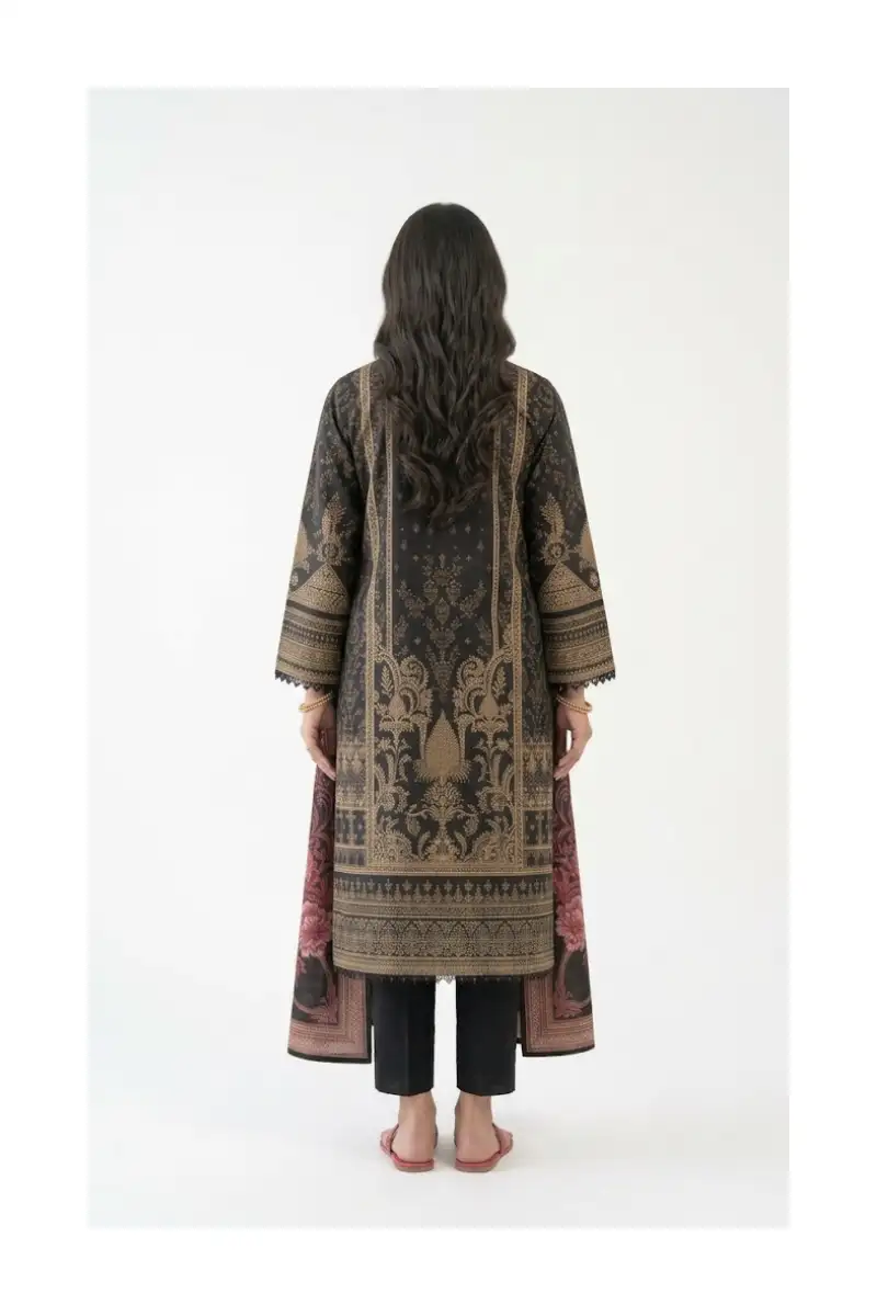 3-Piece Printed Cambric Suit Black Back