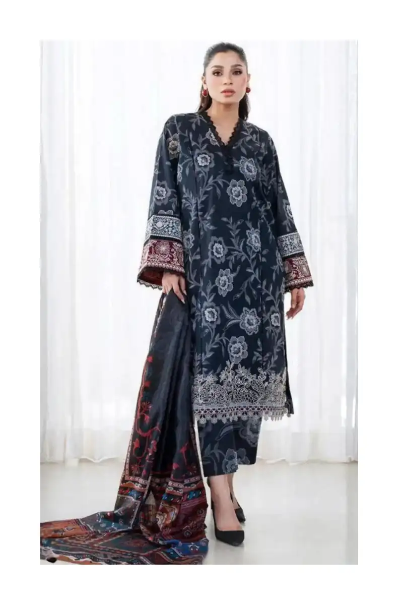 Return And Exchange Policy 7 Monochrome floral unstitched lawn suit