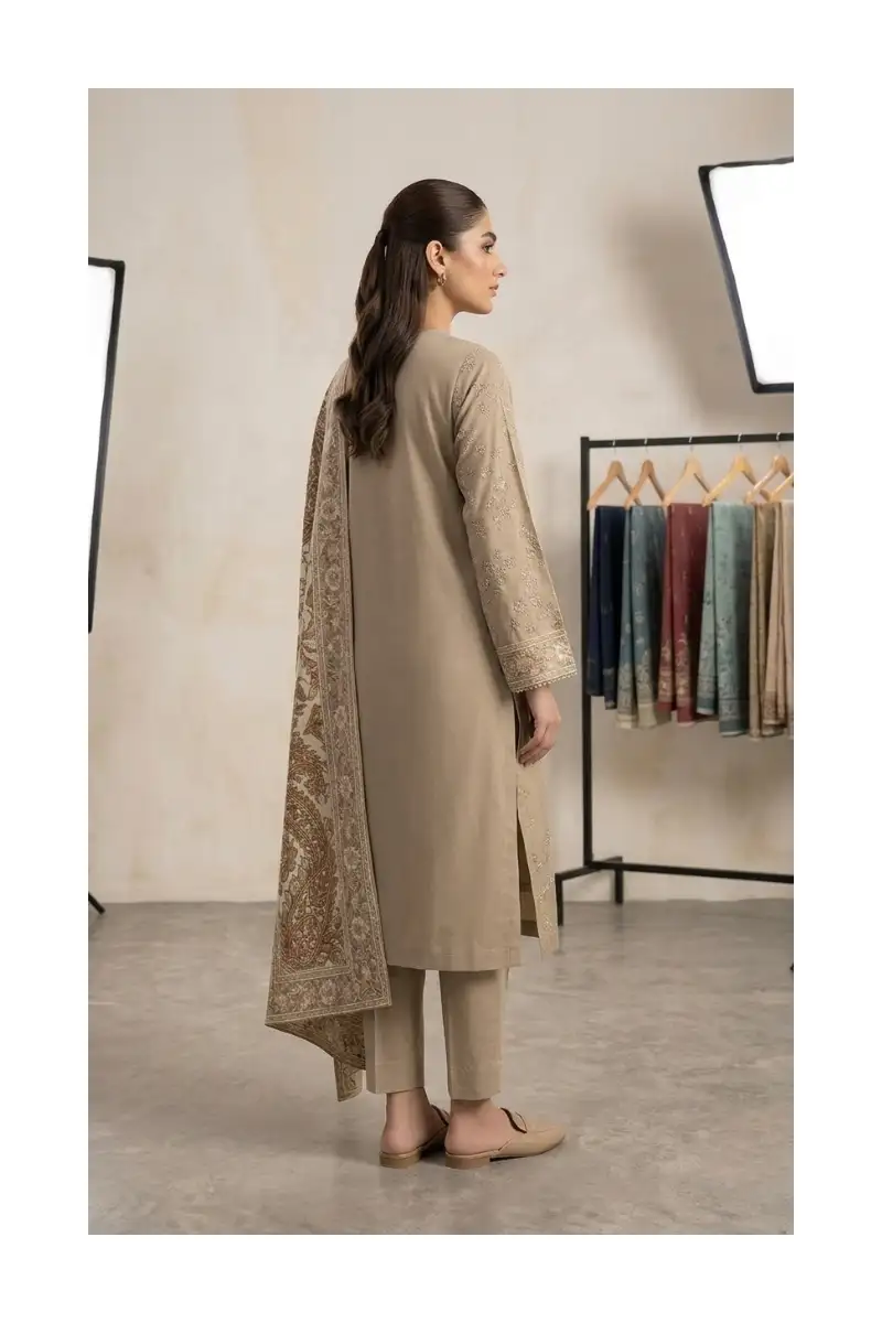 Stunning Breathtaking Muted Beige Floral Unstitched Lawn Suit 3 Stunning breathtaking muted beige floral unstitched lawn suit - image 3