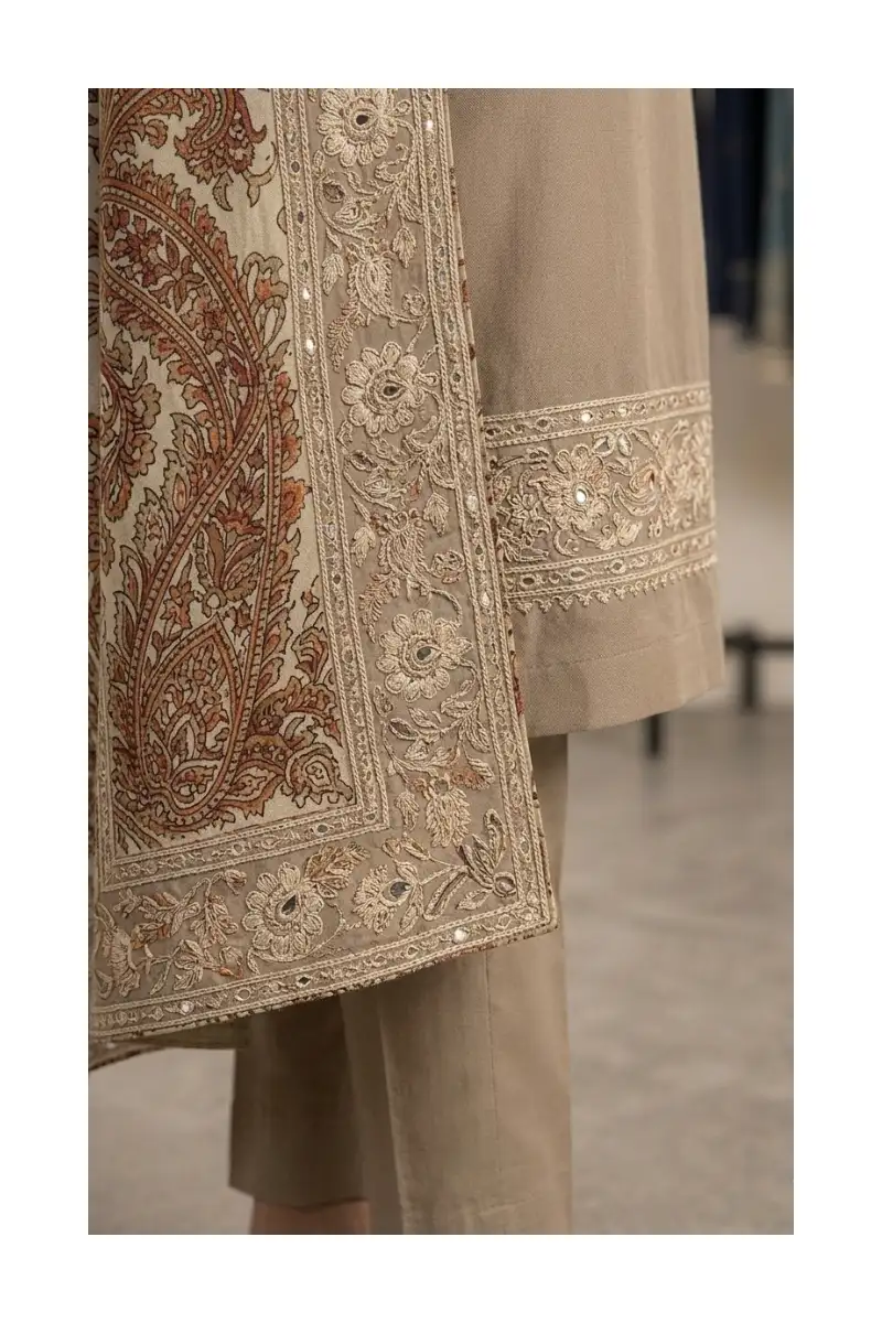 Stunning Breathtaking Muted Beige Floral Unstitched Lawn Suit 7 Stunning breathtaking muted beige floral unstitched lawn suit - image 7