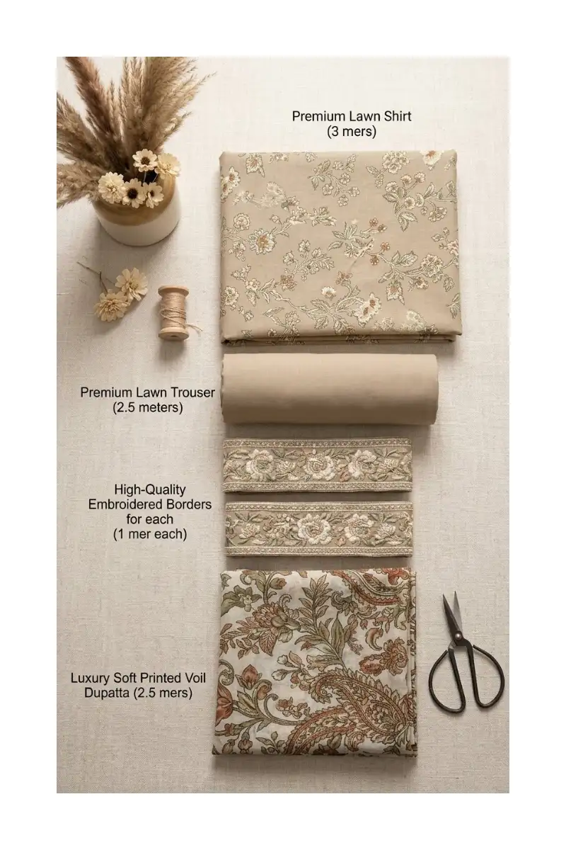 Stunning Breathtaking Muted Beige Floral Unstitched Lawn Suit 8 Stunning breathtaking muted beige floral unstitched lawn suit - image 8