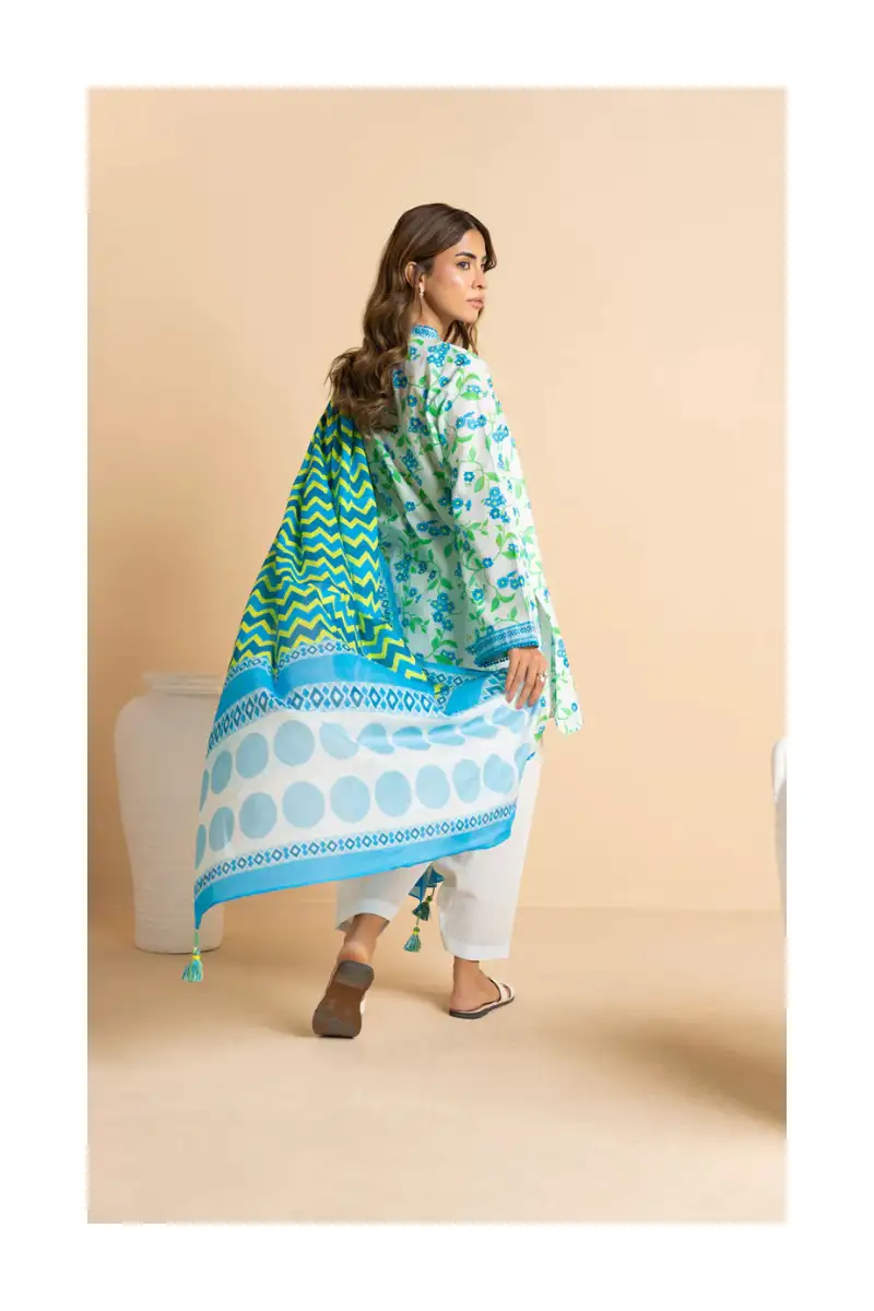 Unstitched 3-Piece Printed Lawn Suit Back