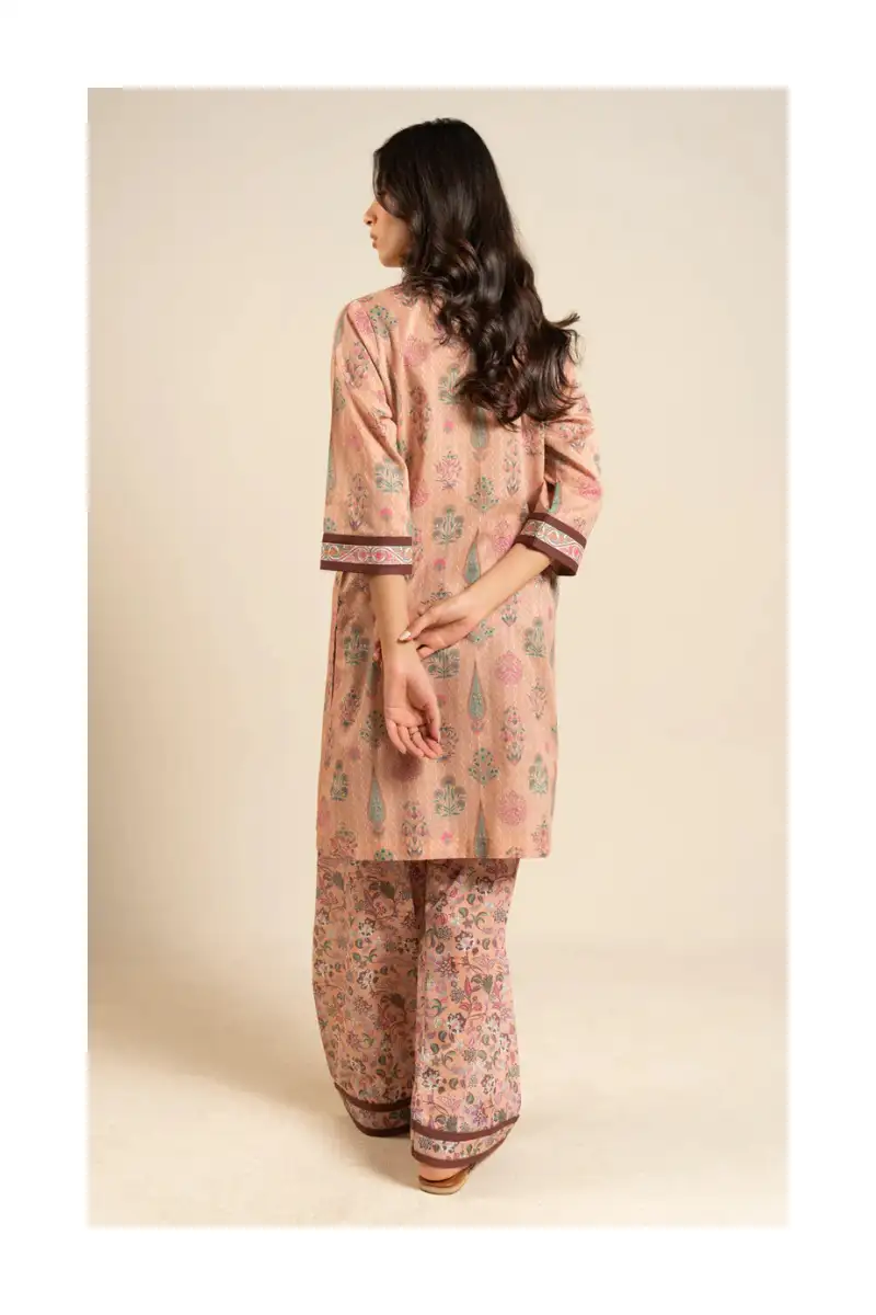 Dusty Peach Printed Lawn Back