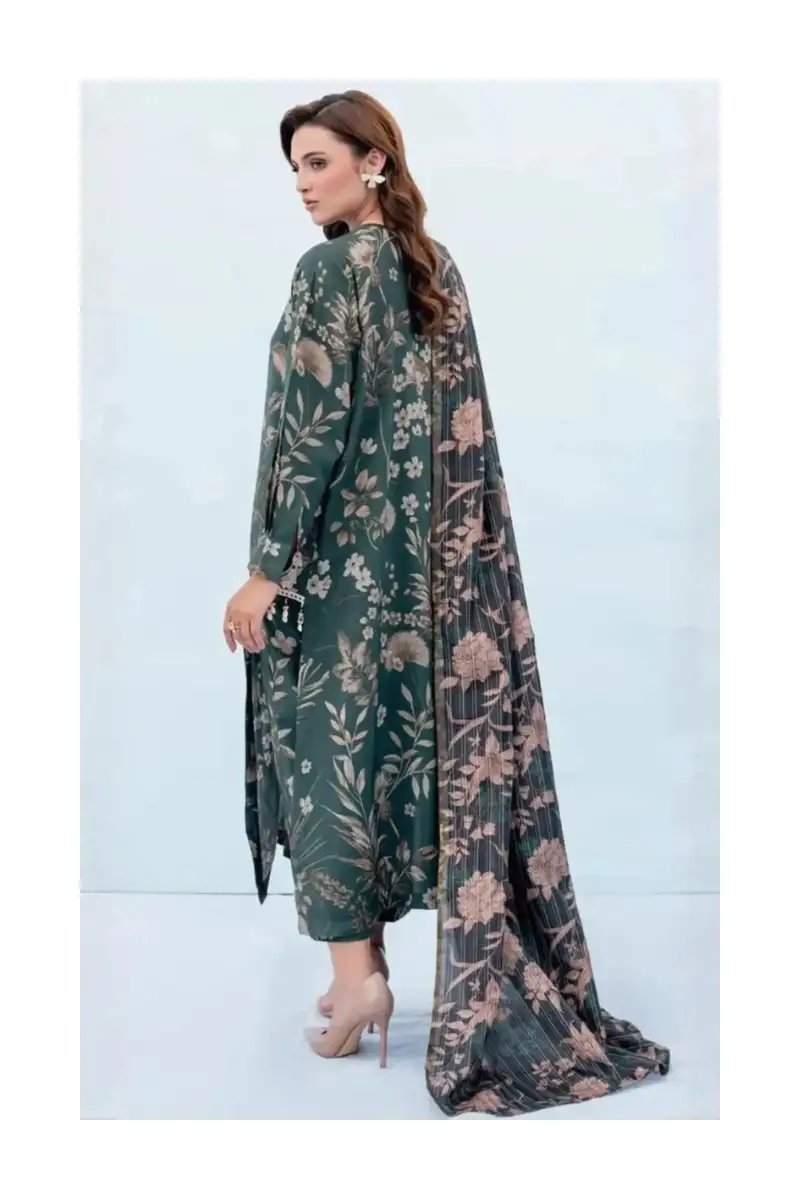 Alternative view of Spectacular Forest Botanical Unstitched Lawn Suit