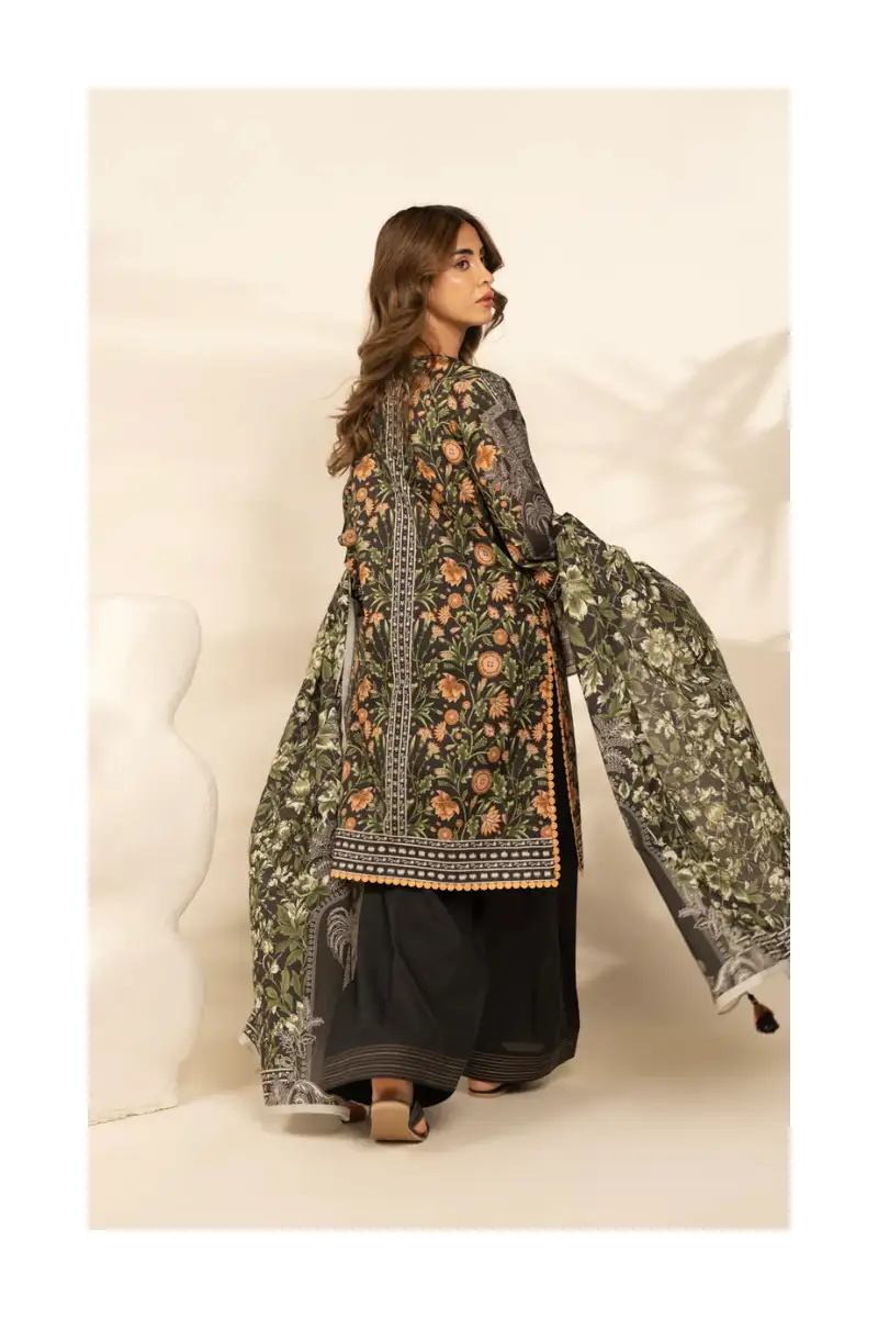 Exquisite Ivory &Amp; Black Embroidered Lawn – 3 Piece Unstitched Suit 2 Ivory & black embroidered lawn back