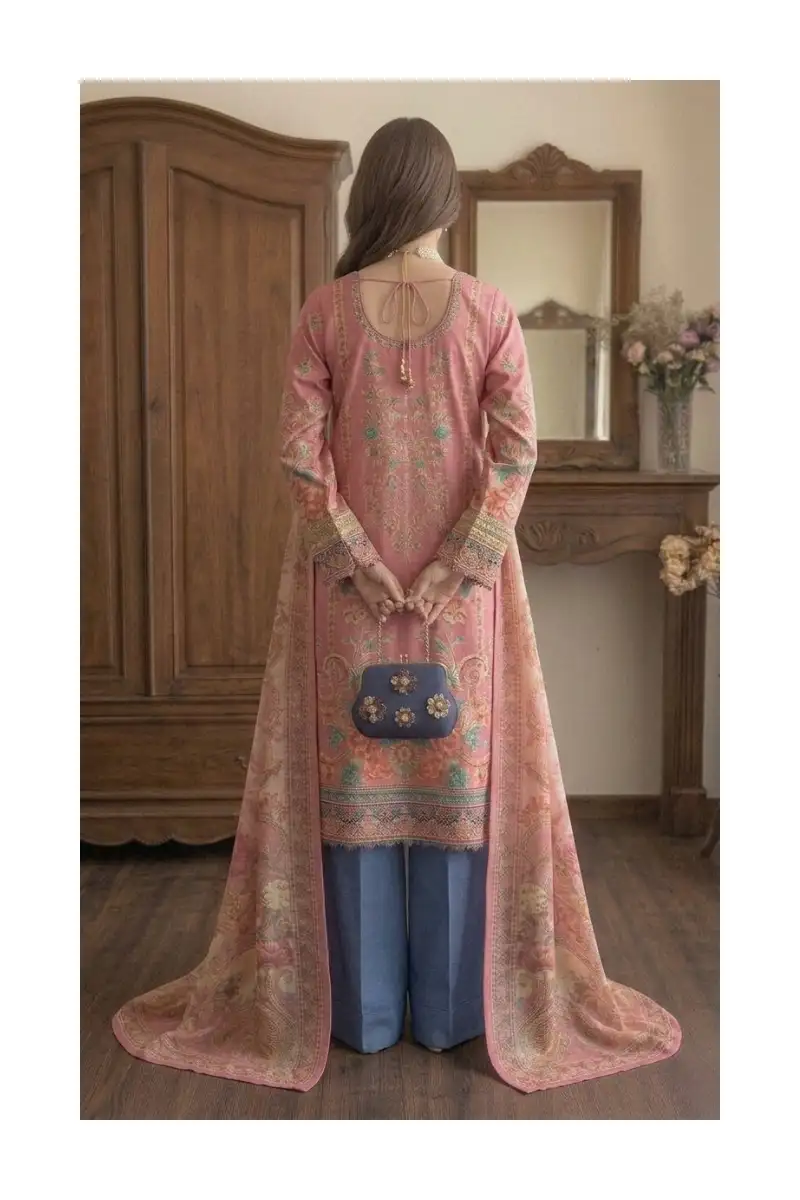 Alternative view of Exclusive 3-Piece Unstitched Lawn Chiffon Dupatta Suit | VOL-1 2026 | StyleSparrow.pk – Premium Pakistani Chiffon Dress