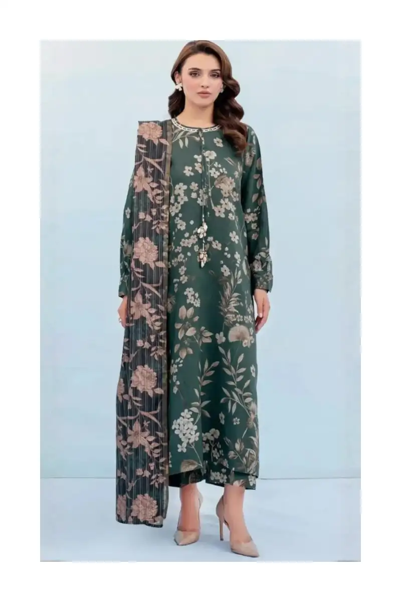 Return And Exchange Policy 3 Forest botanical unstitched lawn suit
