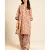 Stunning Dusty Peach Printed Lawn – 2 Piece Unstitched Suit 9 Dusty peach printed lawn front