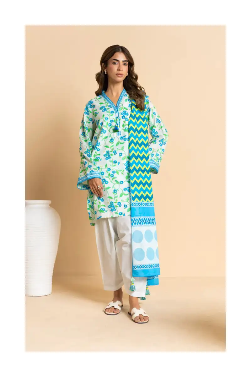 Unstitched 3-Piece Printed Lawn Suit Front