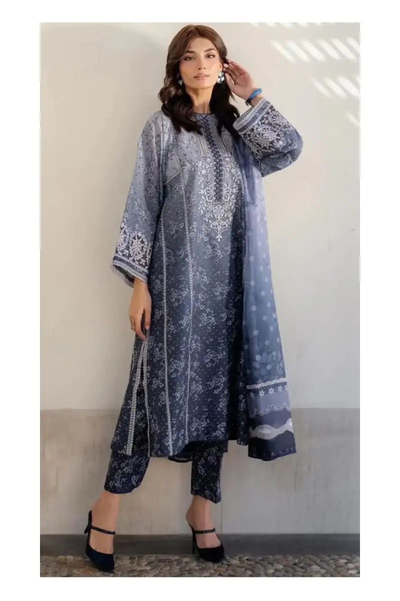 Frequently Asked Questions 5 Slate grey heritage unstitched lawn suit front